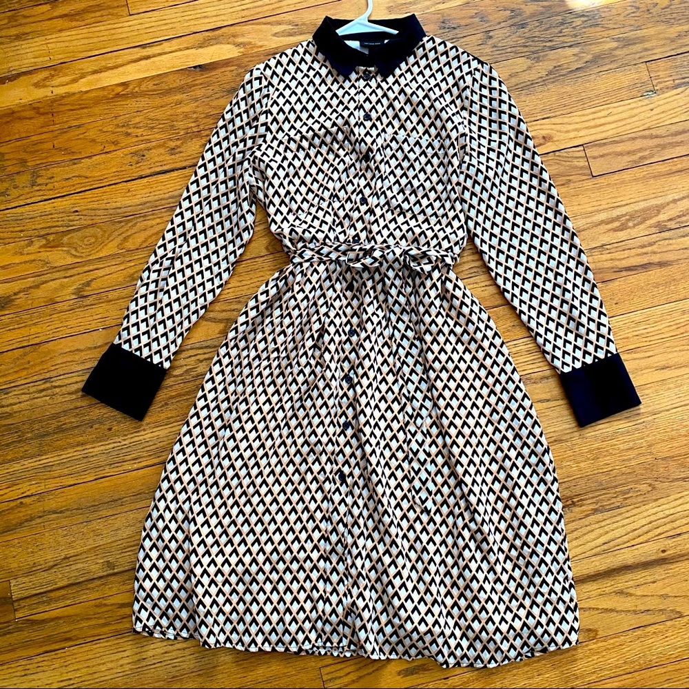 Long Sleeve 60s Patterned Dress
